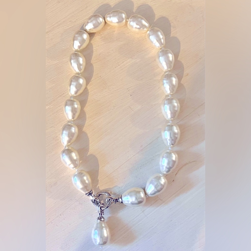 Large Brand New Freshwater Pearl Necklace with Pearl Drop Extender